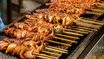 烤鱿鱼-烧烤美食摄影6