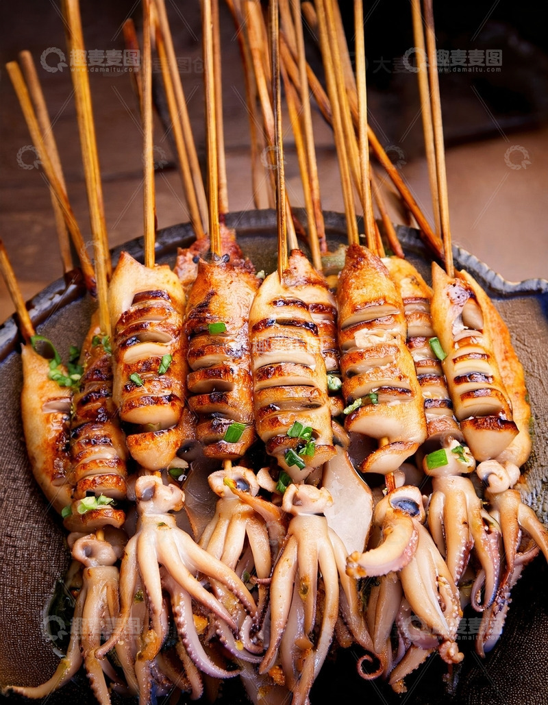 高清大图下载【趣麦麦图】烤鱿鱼-烧烤美食摄影4