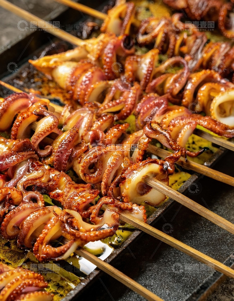 高清大图下载【趣麦麦图】烤鱿鱼-烧烤美食摄影9