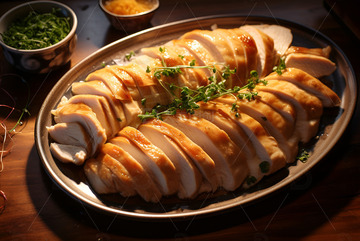 一盘美味的切片鸡肉