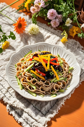 美食摄影凉拌莜面1