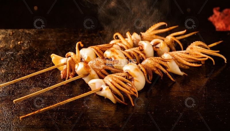 高清大图下载【趣麦麦图】烤鱿鱼-烧烤美食摄影2