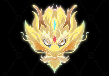 上古神龙金龙原创头像插画