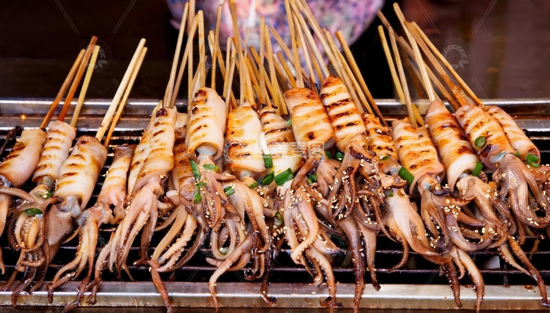 高清大图下载【趣麦麦图】烤鱿鱼-烧烤美食摄影1