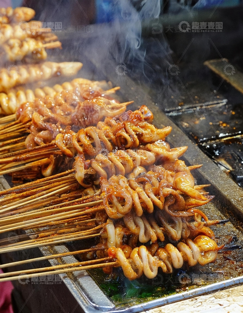 高清大图下载【趣麦麦图】烤鱿鱼-烧烤美食摄影12