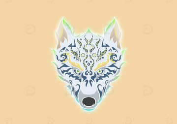 上古神狼原创神兽新国风插画头像