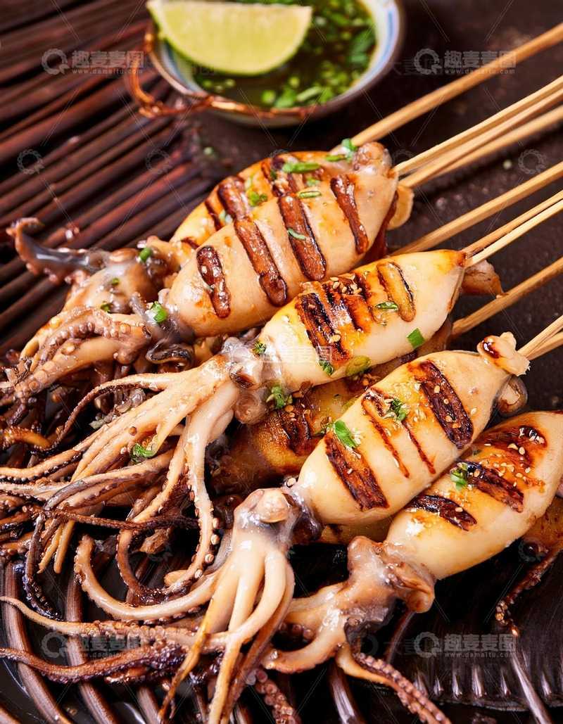高清大图下载【趣麦麦图】烤鱿鱼-烧烤美食摄影7