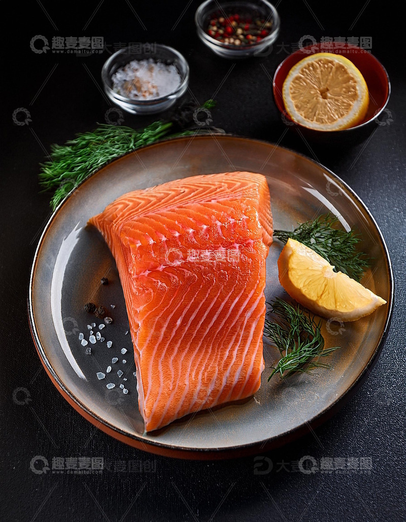高清大图下载【趣麦麦图】新鲜三文鱼刺身 - 深海的美味馈赠盘8