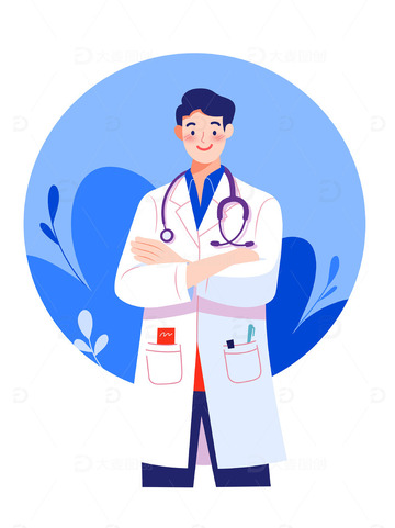 扁平风医院医生男性人物矢量插画健康医疗