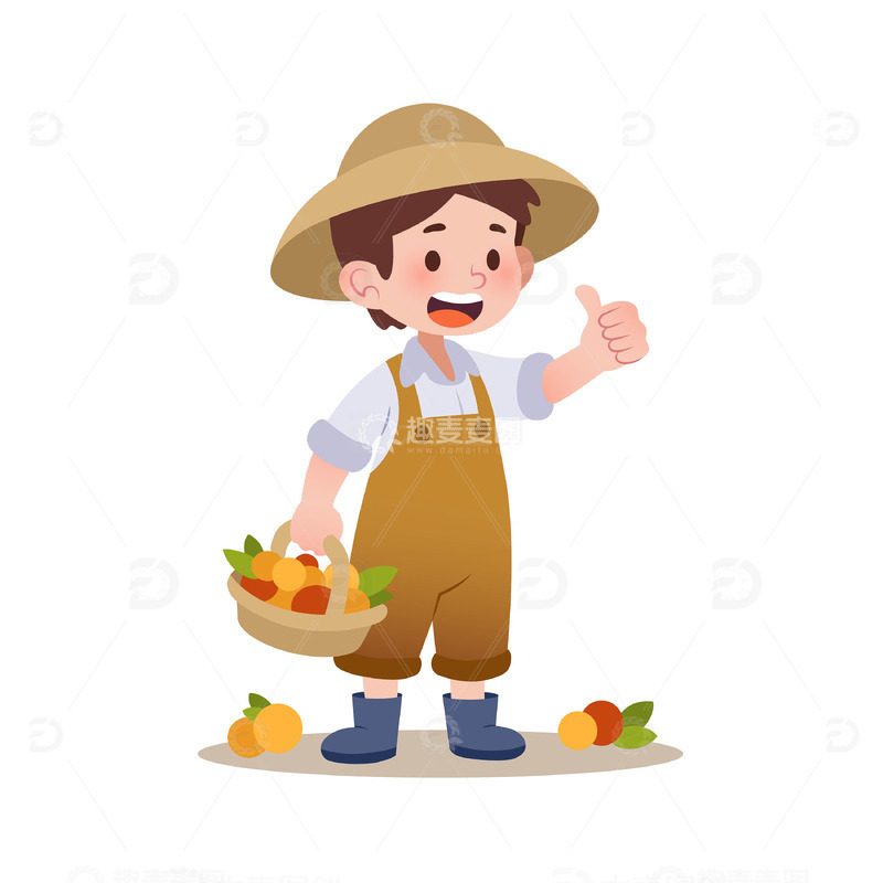 源文件下载【趣麦麦图】 扁平风男性农夫果农农民劳动者人物矢量插画