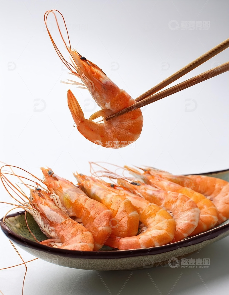 高清大图下载【趣麦麦图】东方美食：筷子与虾的和谐8