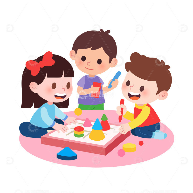 扁平风幼儿孩子玩游戏儿童人物素材