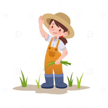  扁平风女性农夫果农农民劳动者人物矢量插画