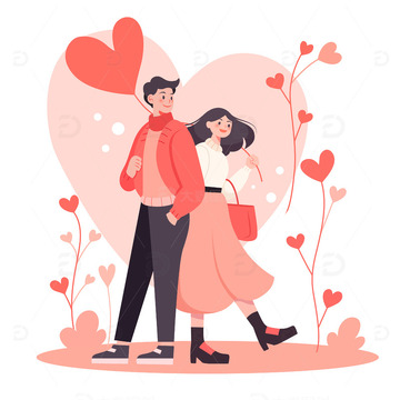 扁平风正在约会的热恋男女情侣人物矢量插画2