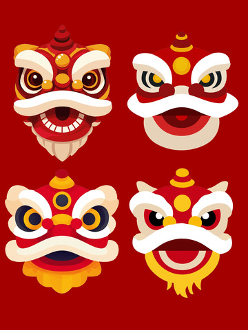 创卡通狮子头新年素材