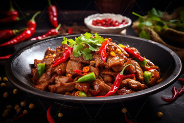 一锅辣椒炒肉片