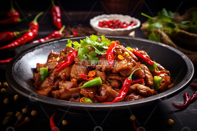 高清大图下载【趣麦麦图】一锅辣椒炒肉片