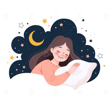 扁平风休息睡觉的女孩放松舒缓人物矢量插画1