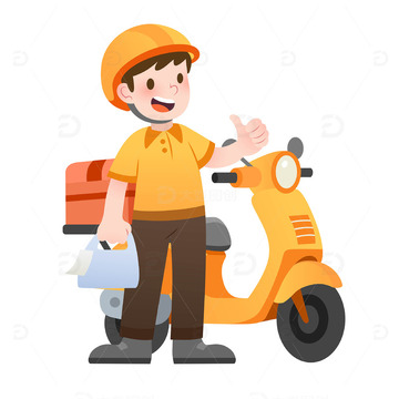 扁平风送餐骑车的外卖员职业人物矢量插画1