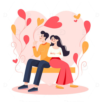 扁平风正在约会的热恋男女情侣人物矢量插画3