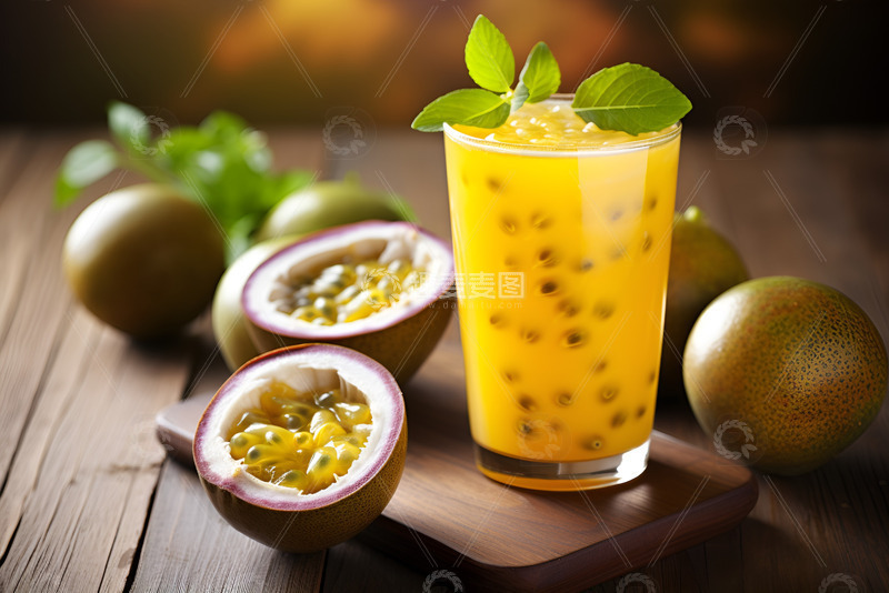 高清大图下载【趣麦麦图】鲜榨百香果饮料