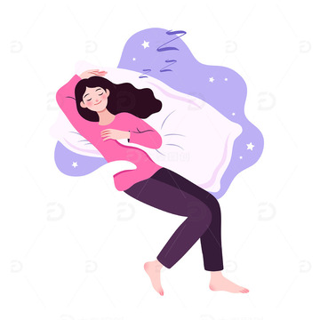 扁平风休息睡觉的女孩放松舒缓人物矢量插画