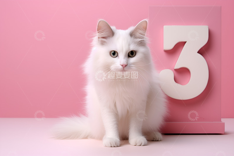 高清大图下载【趣麦麦图】可爱的白色猫咪