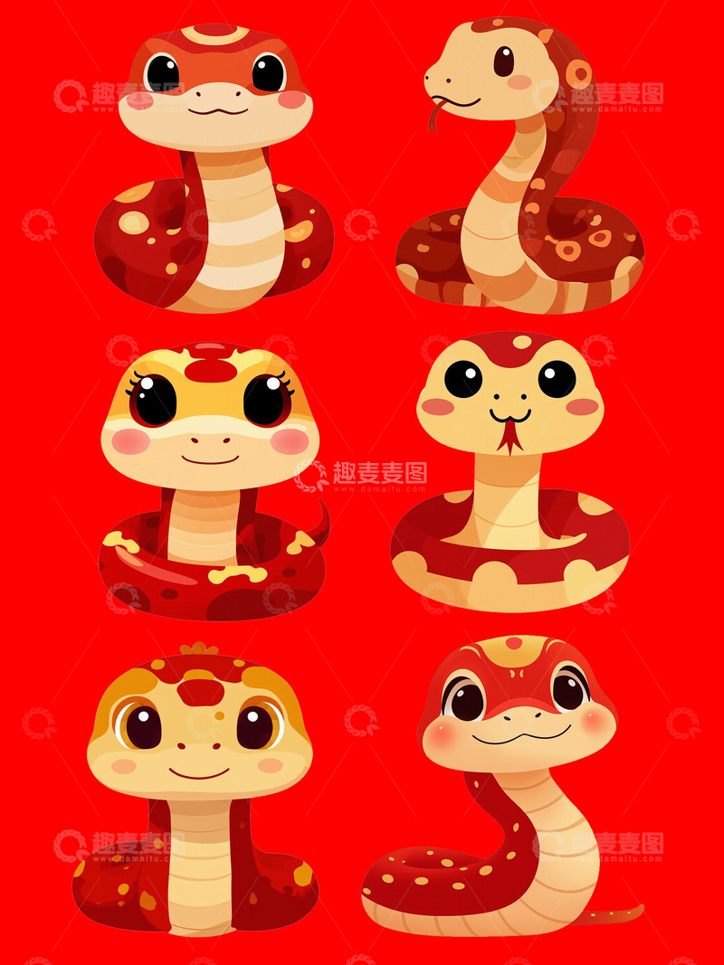 创意卡通可爱蛇年形象IP