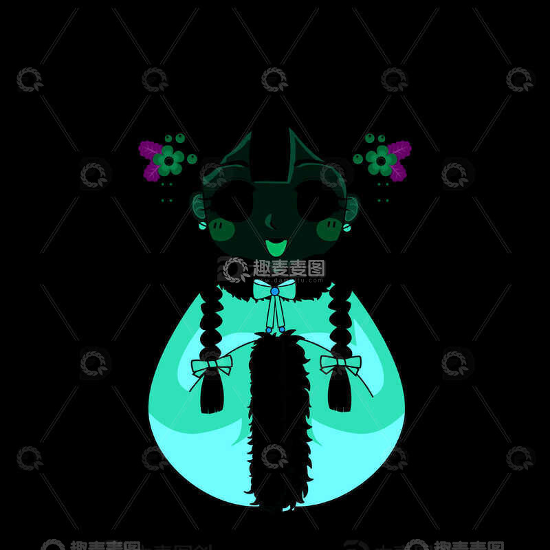 源文件下载【趣麦麦图】卡通女孩拜年图新年快乐