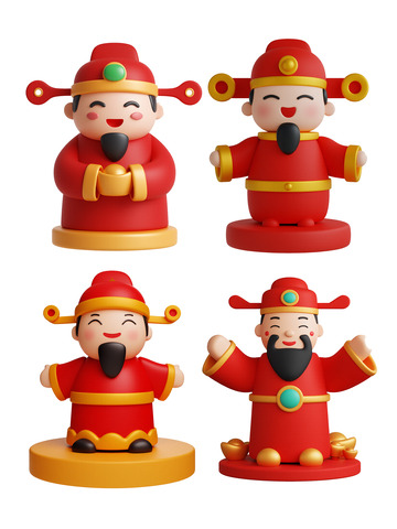 创意3D立体财神爷新年素材