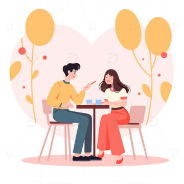 扁平风正在约会的热恋男女情侣人物矢量插画