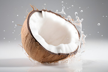 破开的椰子和椰子汁
