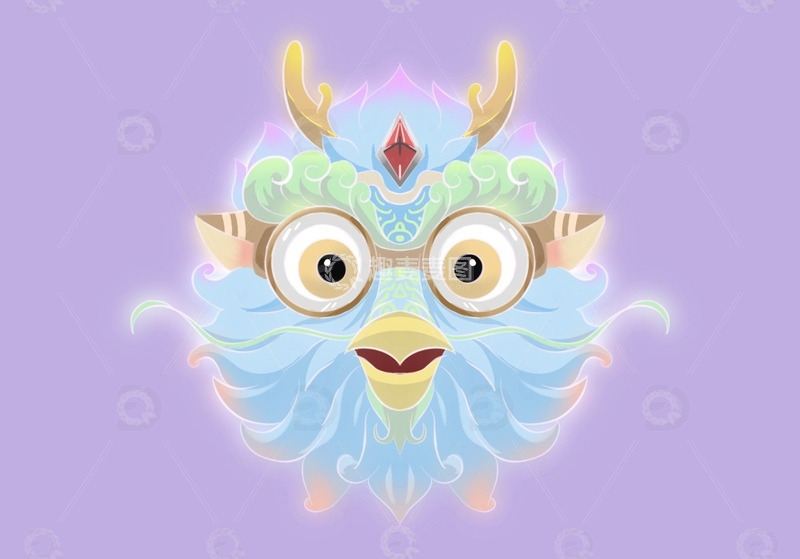 源文件下载【趣麦麦图】-嘲风龙生九子原创头像插画