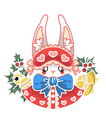 圣诞节元素兔子免扣元素插画