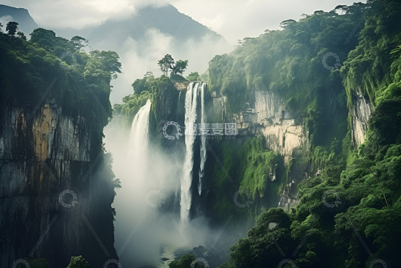 高清大图下载【趣麦麦图】高山流水瀑布1
