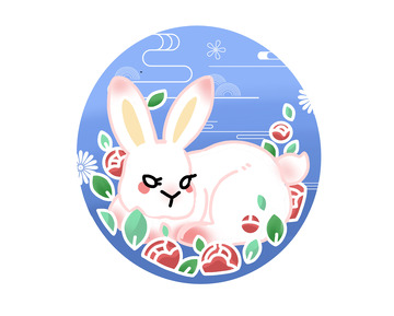 圆形兔子图案中国风免扣元素