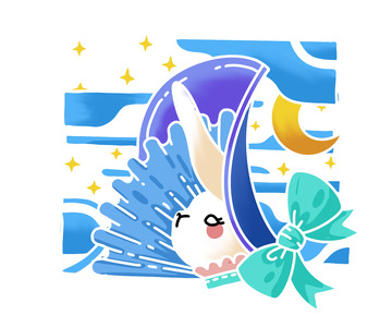 简约新国风兔子元素免扣插画