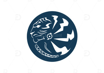 虎纹原创圆形免扣元素图案