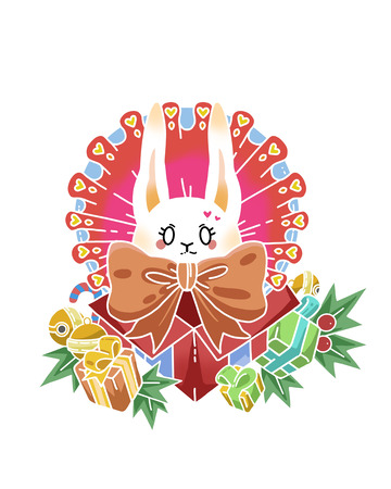 圣诞元素主题兔子免扣元素插画