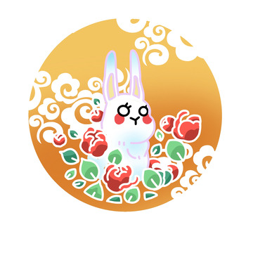 圆形图案兔子中国风免扣元素