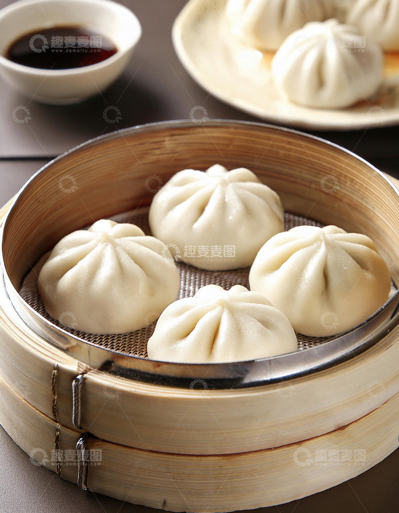 高清大图下载【趣麦麦图】传统中国美食：蒸笼小笼包包子9