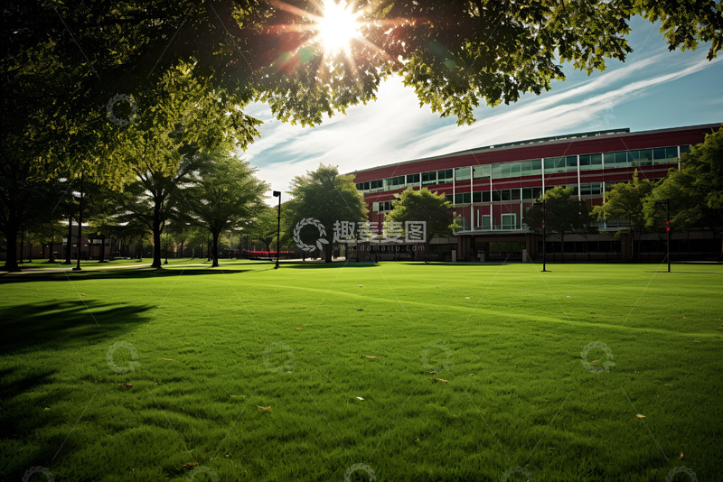 高清大图下载【趣麦麦图】校园里的大草坪