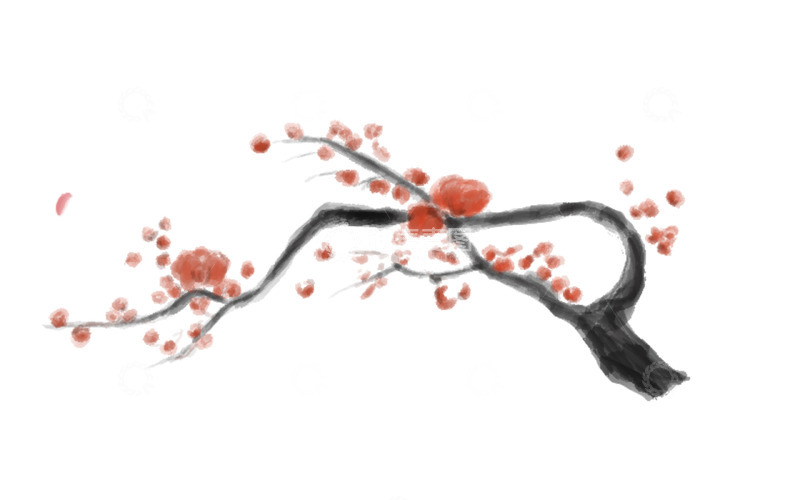 源文件下载【趣麦麦图】梅花 平面 国画2