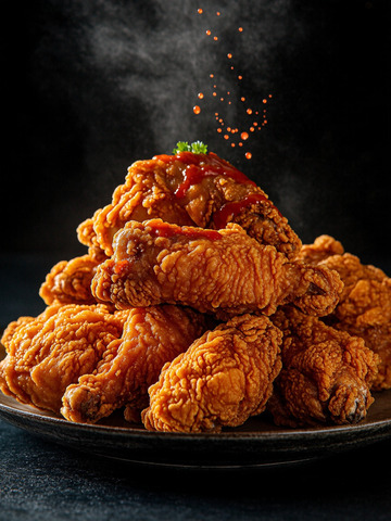 创意炸鸡美食创意摄影图