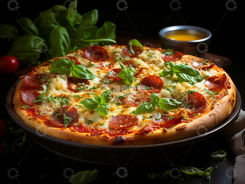 高清大图下载【趣麦麦图】西餐香肠披萨1