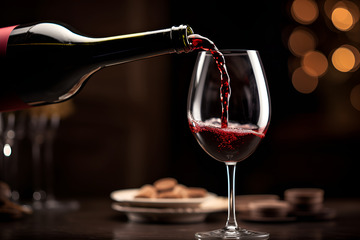 拿着红酒瓶倒酒