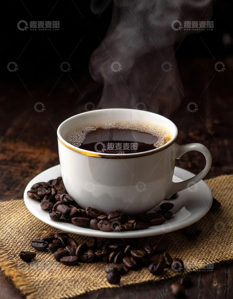高清大图下载【趣麦麦图】咖啡时光：复古木桌上的香浓咖啡3