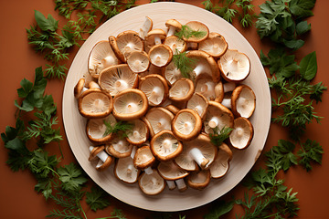 一盘新鲜的蘑菇1