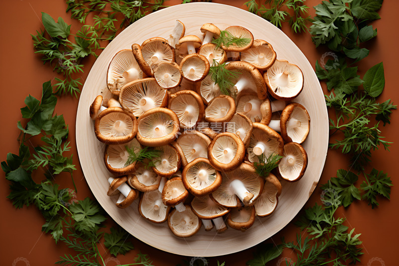 高清大图下载【趣麦麦图】一盘新鲜的蘑菇1