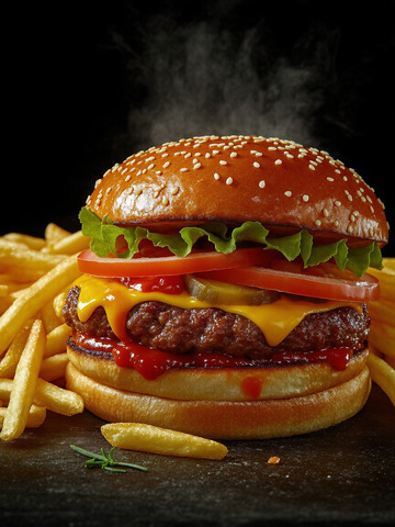 创意汉堡薯条快餐美食摄影